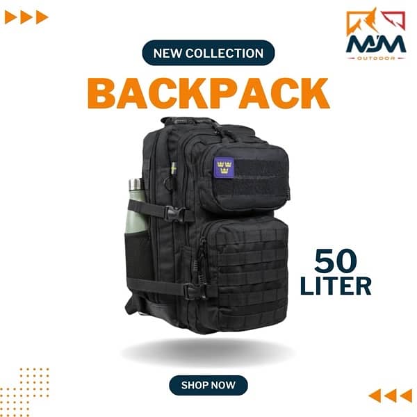 50L Tactical Hiking Backpack black 0