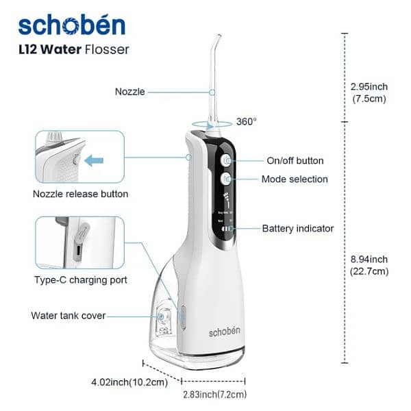 water flosser portable Oral Irrigator IPX7 Waterproof 6