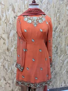 Chiffon peplum with jamawar trouser