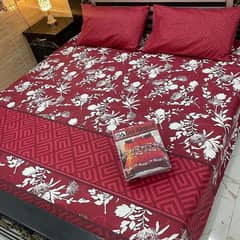 3pcs cotten mix printed double bedsheet