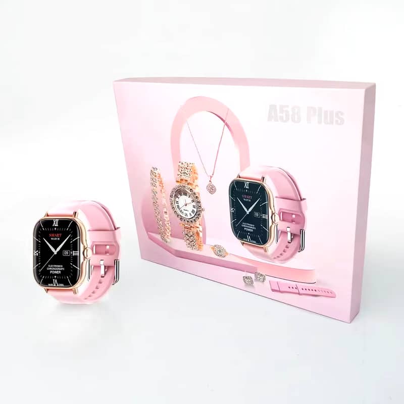 A59 Plus Premium Smartwatch,Includes 2 Straps,1 Class And Jewelry Set 6