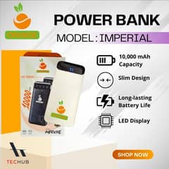 10,000 mAh Power Bank Orange Thunder - Black