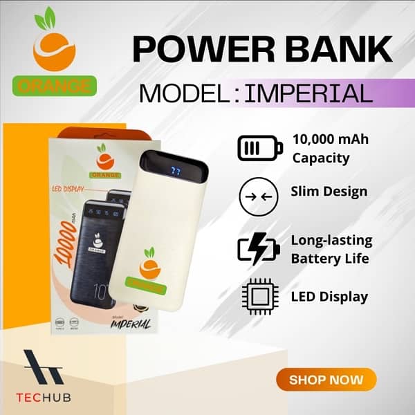 10,000 mAh Power Bank Orange Thunder - Black 0