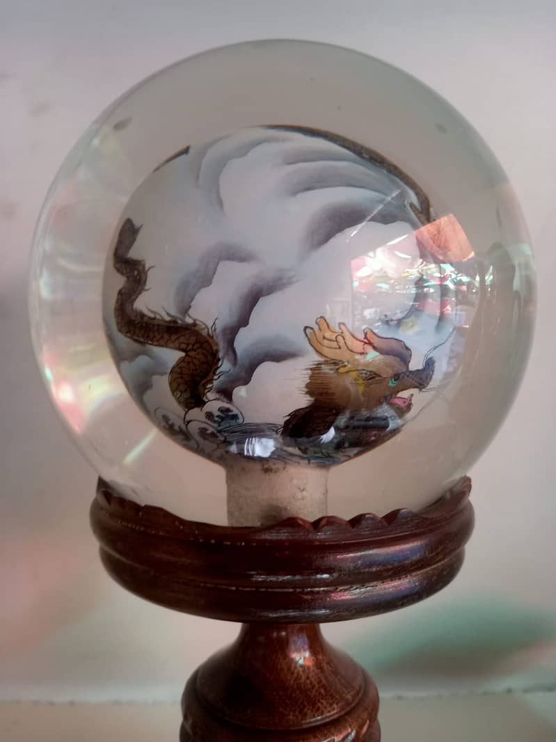 Figurine Interior Chinese Painting Glass Crystal Ball 2