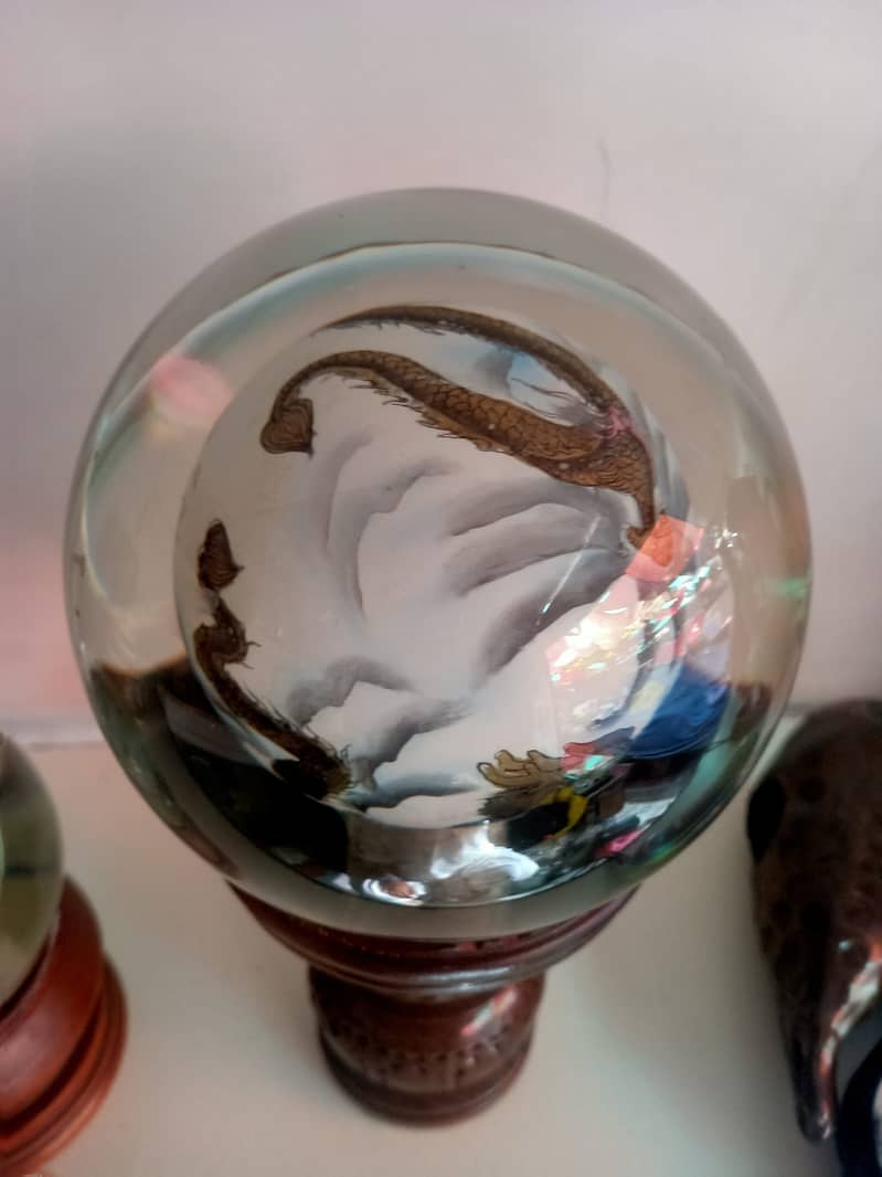 Figurine Interior Chinese Painting Glass Crystal Ball 3