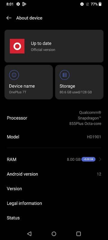 OnePlus 7t 8/128 Snapdragon 855 Plus Non PTA 3