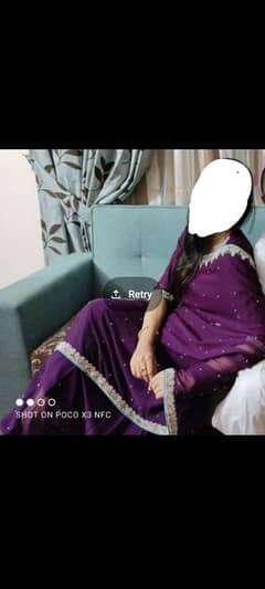 beautiful purple saree with silver work