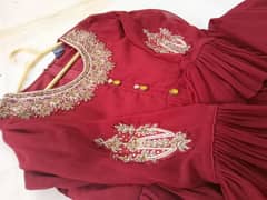 beautiful red frock with duppatta & trouser