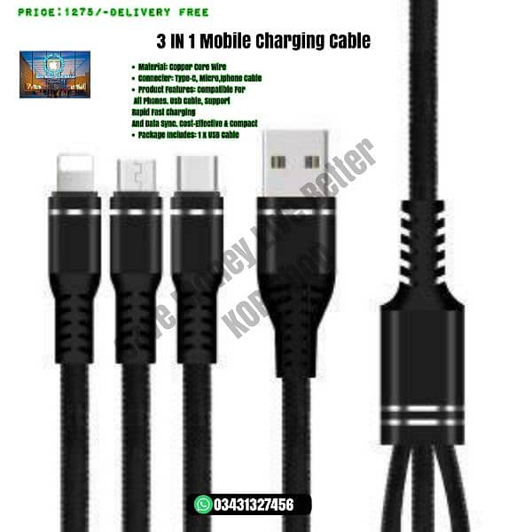 3 IN 1 Mobile Charging Cable 2