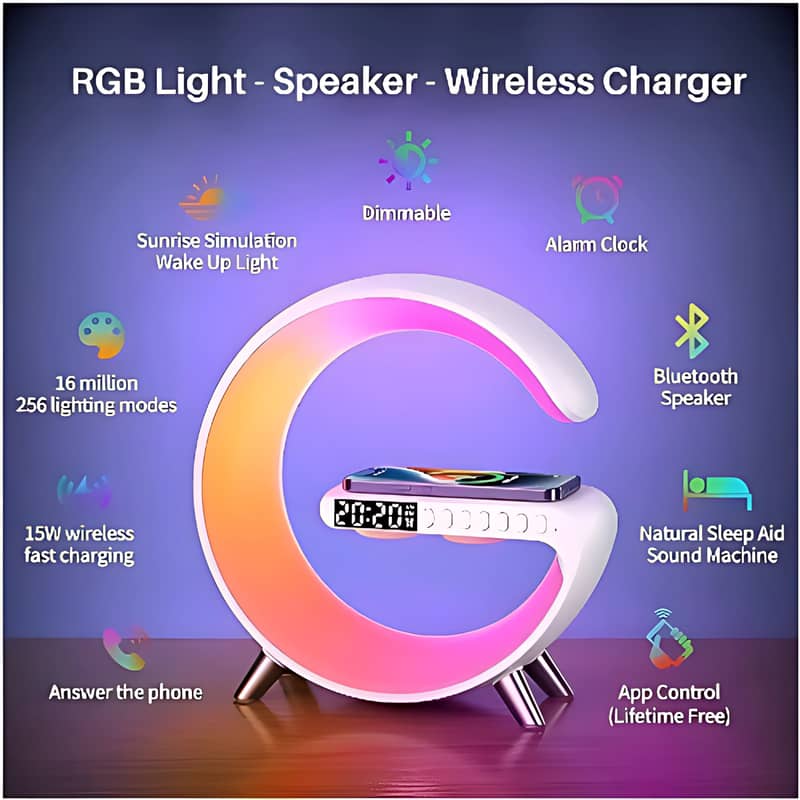 Google Lamp - G63 bluetooth Speaker-Wireless charger-Digital Alarm C 0