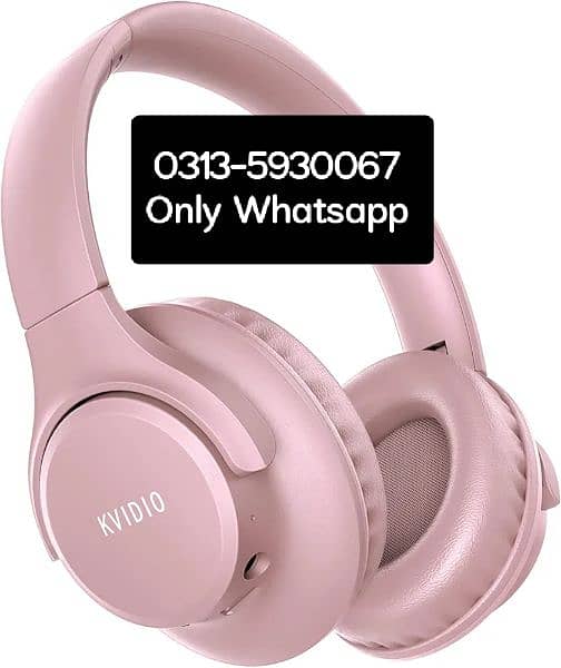 kivido Bluetooth pink headphones 65 hrs battery microphone headset 0