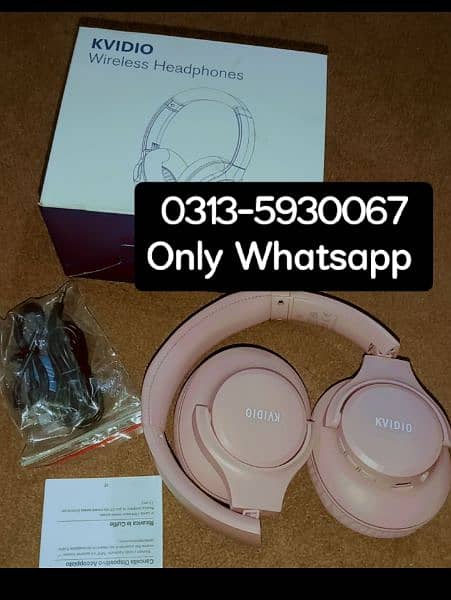 kivido Bluetooth pink headphones 65 hrs battery microphone headset 1