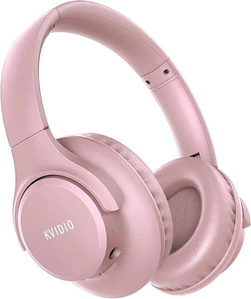 kivido Bluetooth pink headphones 65 hrs battery microphone headset 8