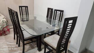 Dining Table- Glass Top with 6 Chairs