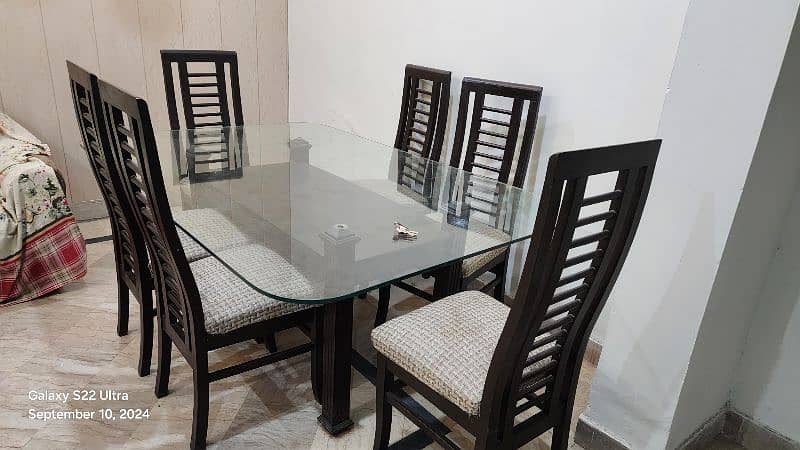 Dining Table- Glass Top with 6 Chairs 0