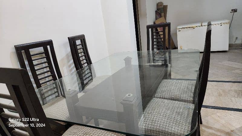 Dining Table- Glass Top with 6 Chairs 1