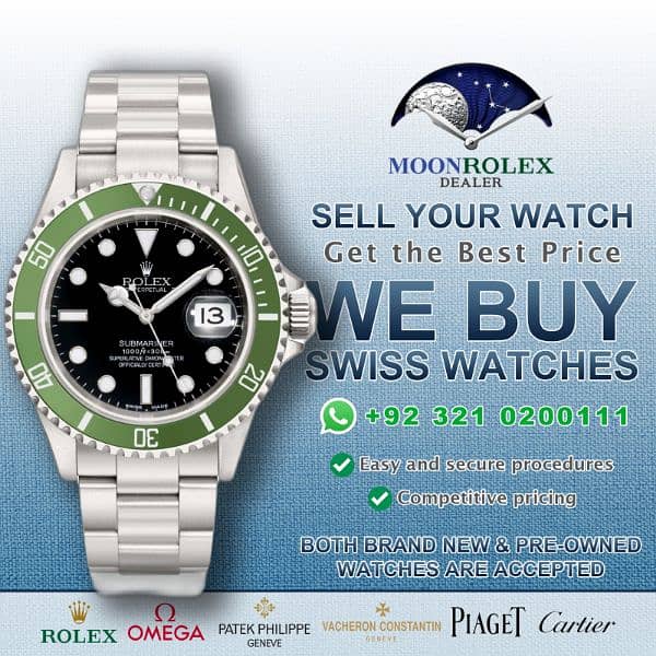 Get Cash for Rolex Omega Cartier Hublot Bvlgari Tudor Rado •Watches 0