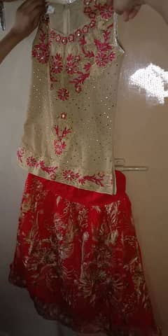 Beautiful Lehnga in red and skin clr . . fancy Froks. . . . 1 time use