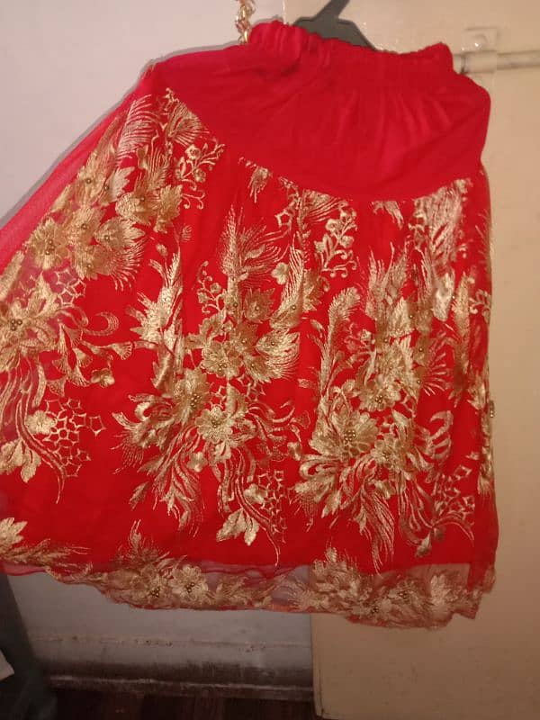 Beautiful Lehnga in red and skin colr. . . . only 1 time use 4