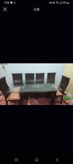 high quality mirror dining table with 6 chairs