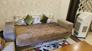 3 Seater Sofa Cum Bed with Cushions