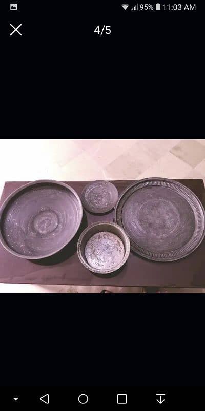 pure copper antique pots and tray 1