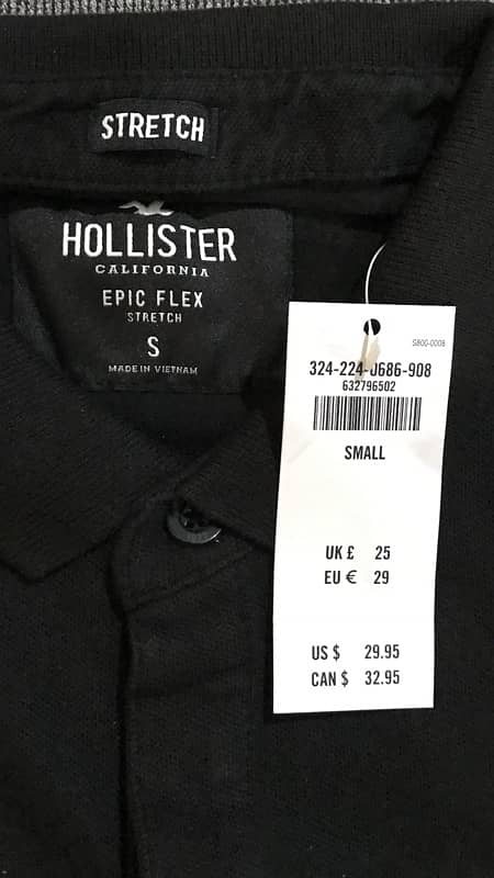 New Small Size Black T-Shirt By Hollister USA. 1