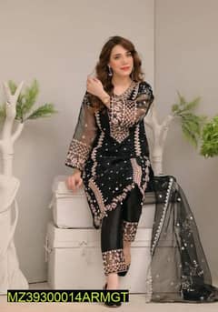 3 Pcs Women Stitched Embroidered Suit