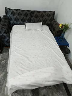 Sofa Cum Bed with sofa set and Glass table