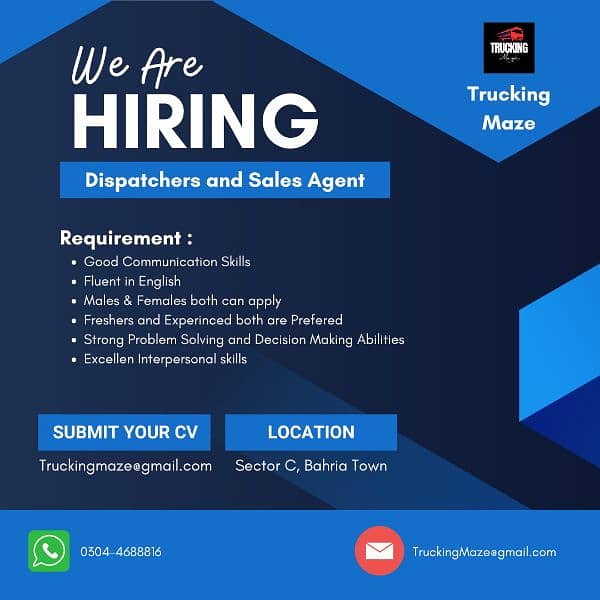 Dispatcher and Sales Agent ( Bahria town) 0