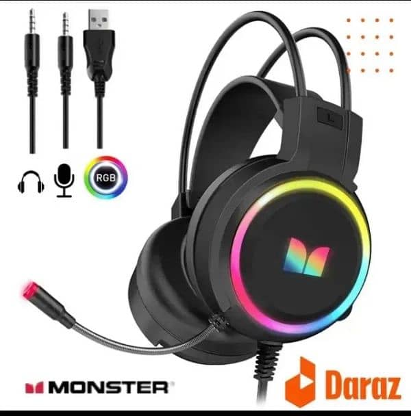 GAMING  Headphones Wired with Stereo Surround Sound, LED Lights 2