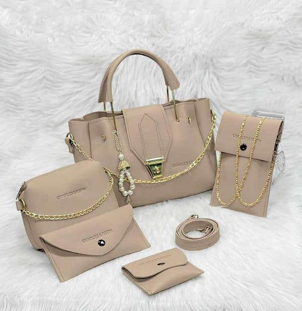 5 PCs women's leather pu hand set bags 0