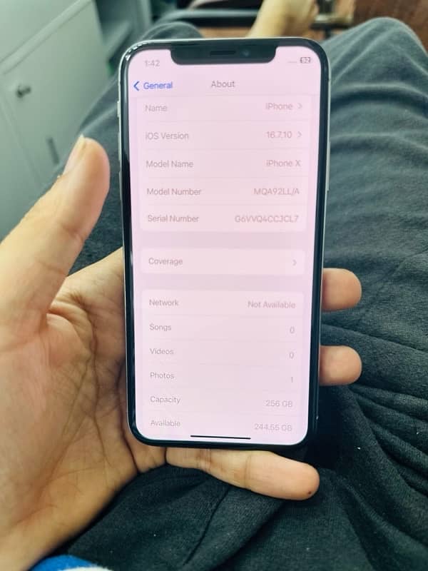 iPhone x PTA 256gb 7