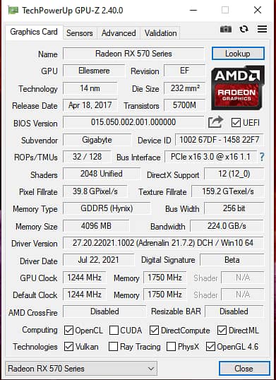 AMD Sapphire Pulse Rx 570 4gb Graphics card for sale 1