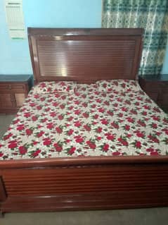 Double bed with side tables, mattress