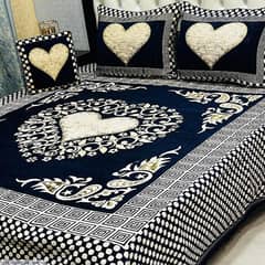 4 PCs Velvet Jacquard Embroidered Double Bedsheet.