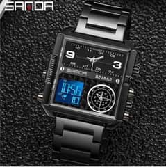 SANDA TRIPLE TIME WATCH WITH THREE CORES IN ONE MATRIX DISPLAY 0