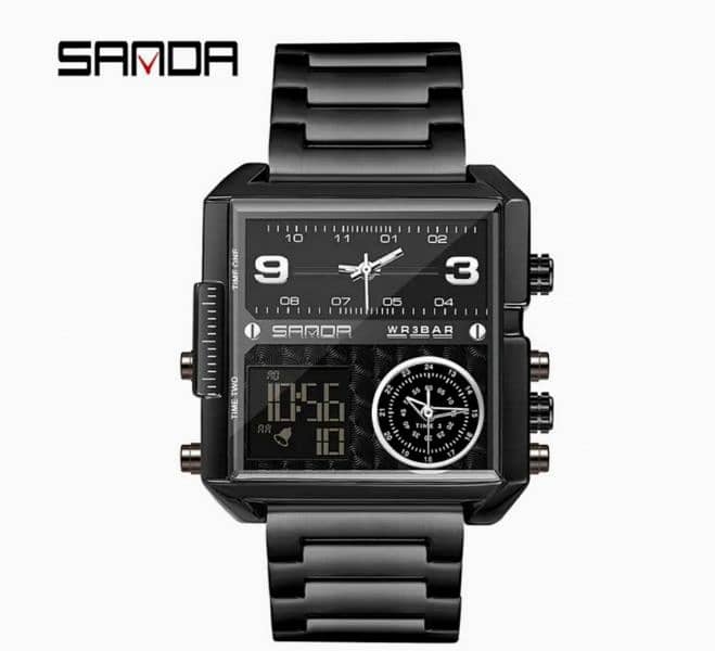 SANDA TRIPLE TIME WATCH WITH THREE CORES IN ONE MATRIX DISPLAY 1