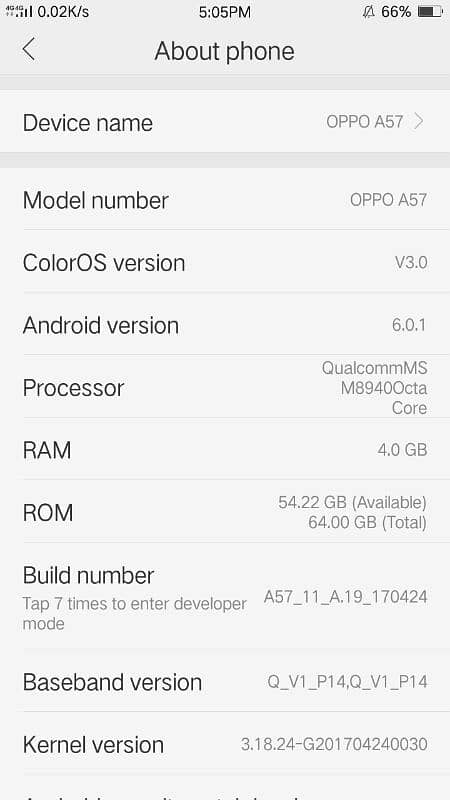 Oppo A57 Ram Rom 4-64GB 1