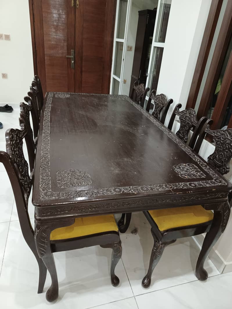 Pure wooden dining table with 8 chairs 1