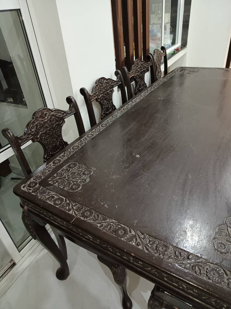 Pure wooden dining table with 8 chairs 2