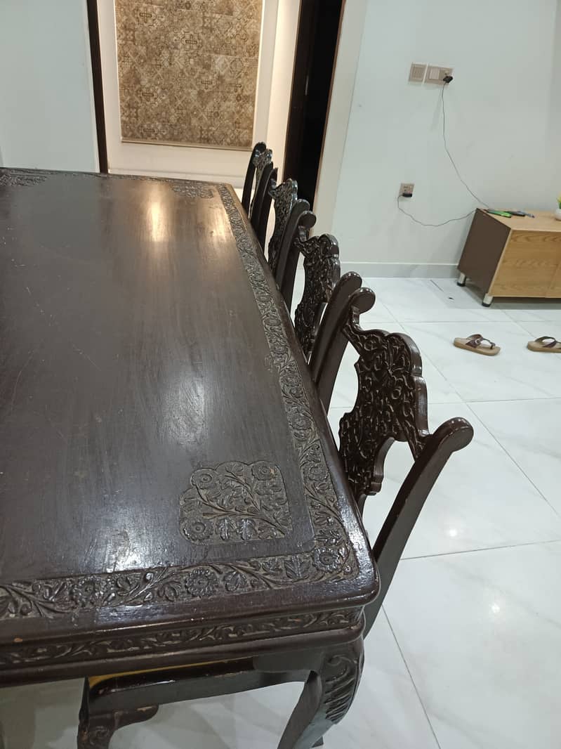 Pure wooden dining table with 8 chairs 3