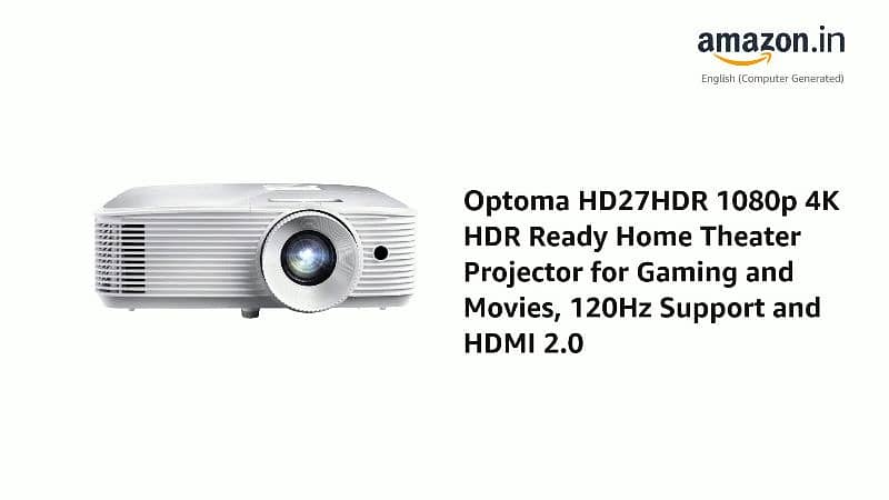 Optoma HD27HDR 1080p 4K HDR Home Theater Projector 120Hz HDMI 2.0 2