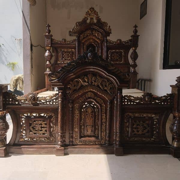 Chiniot Crown Bed with 2 Sidetables (Without Mattress), Good Condition 1