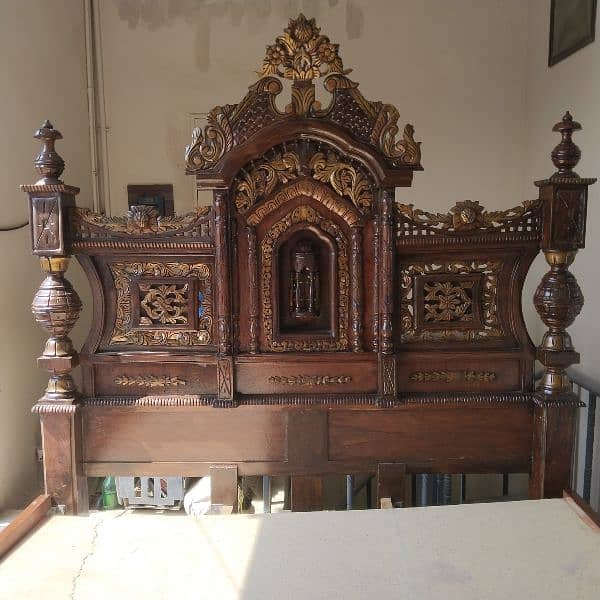 Chiniot Crown Bed with 2 Sidetables (Without Mattress), Good Condition 3