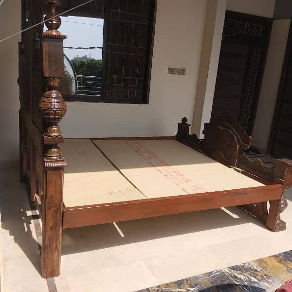 Chiniot Crown Bed with 2 Sidetables (Without Mattress), Good Condition 5