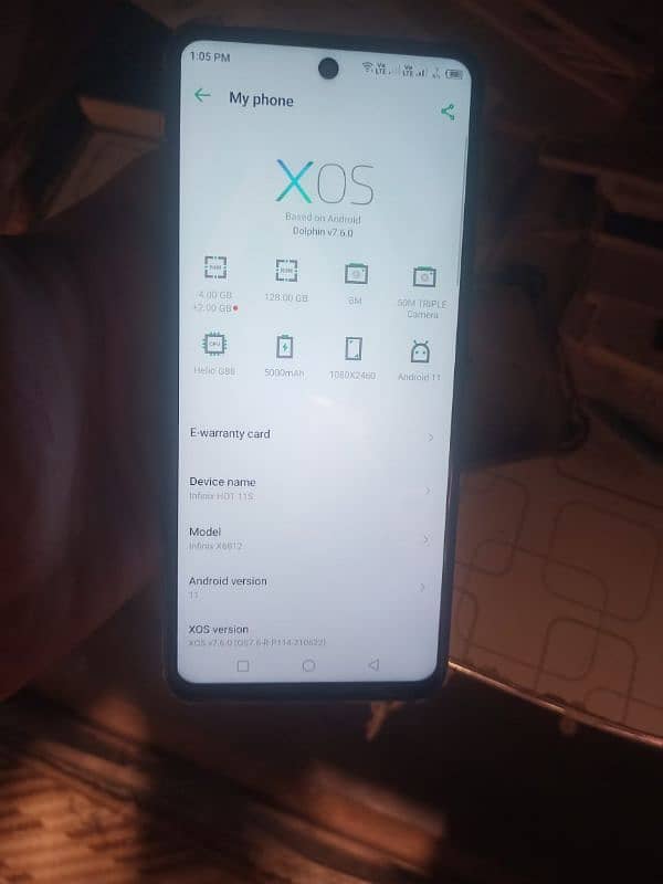 infinix hot 11s 6/128 no open repair 10/10 Only Excng Not sale 6