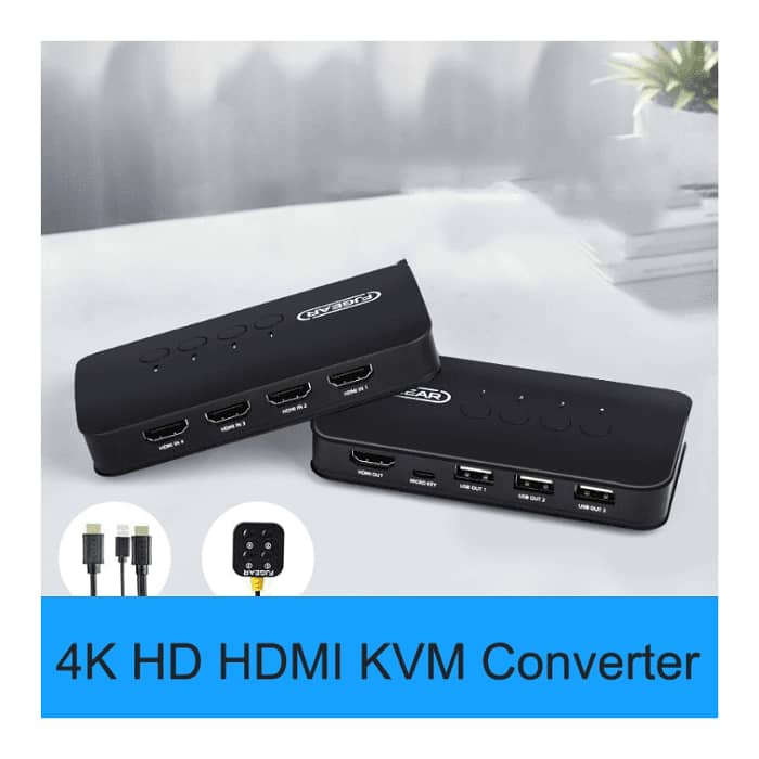 FJGEAR FJ-HK401 4 In 1 Out HDMI To KVM HD Video Switcher 0