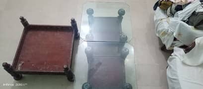 2 small table with glass and 1 big table frame without glass