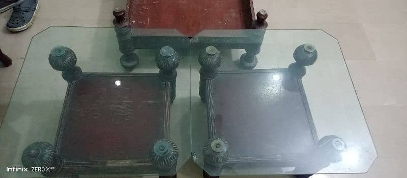 2 small table with glass and 1 big table frame without glass 1